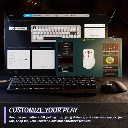 ATTACK SHARK X68 HE Magnetic Keyboard and R1 Mouse Combo 8K Rapid Trigger 66 Keys PAW3311 18000 DPI Gaming Keyboard Mouse Combo