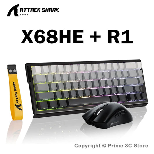 ATTACK SHARK X68 HE Magnetic Keyboard and R1 Mouse Combo 8K Rapid Trigger 66 Keys PAW3311 18000 DPI Gaming Keyboard Mouse Combo