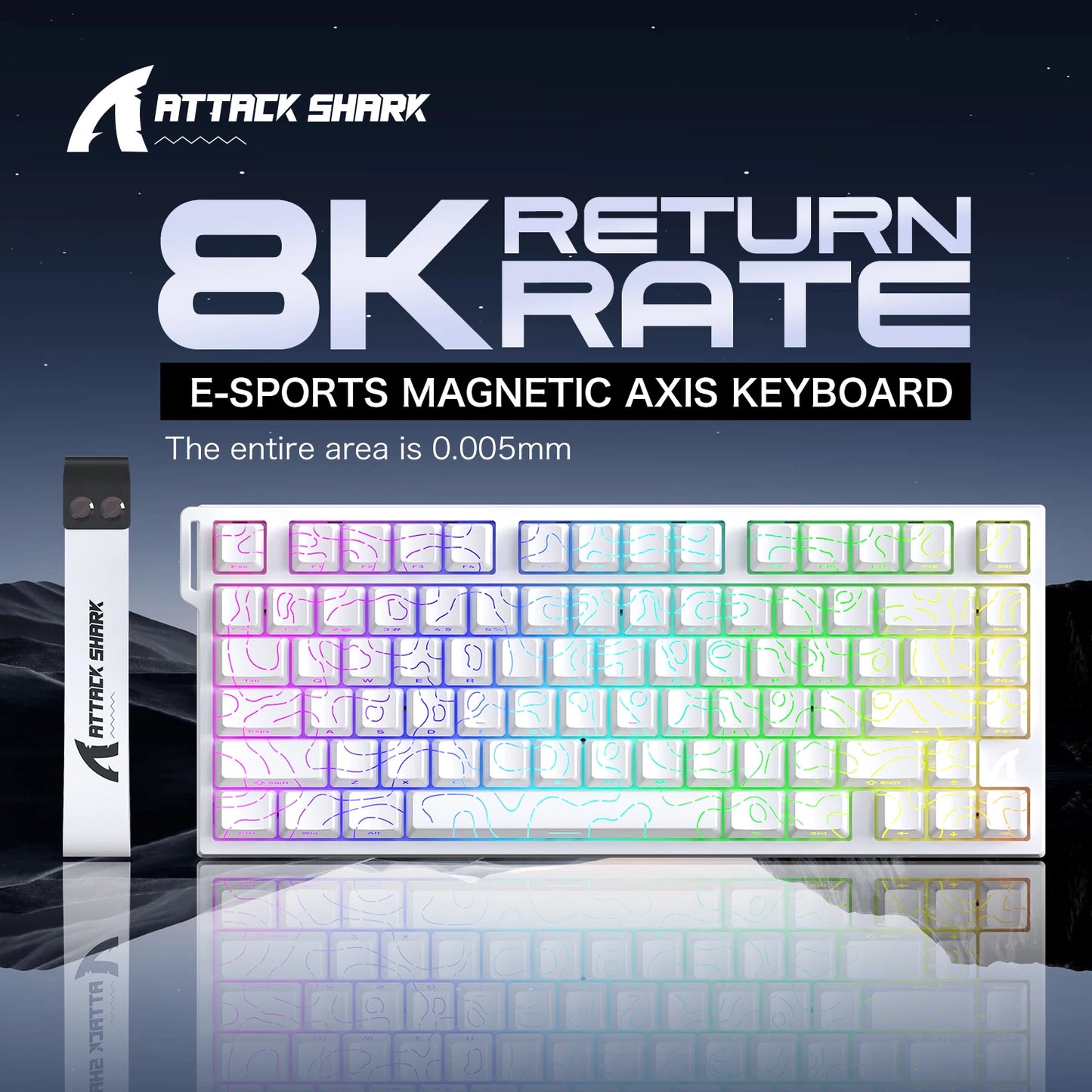 ATTACK SHARK R82 HE Magnetic Gaming Keyboard 8000Hz 0.005mm Rapid Trigger Low Latency RGB Hall Effect Wired 75% Keyboard