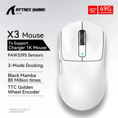 ATTACK SHARK X3 X3Pro 8K Wireless Gaming Mouse 26K DPI Tri-Mode Bluetooth Wired 2.4G Ultra-Light Ergonomic For VALORANT, FPS