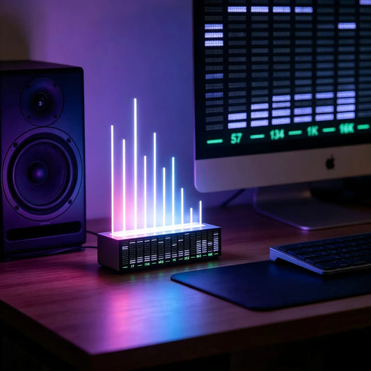 Led Music Rhythm Light Sound Activated Spectrum Atmosphere Light Type C Powered 6 Modes For Desktop Gaming Room Decoration