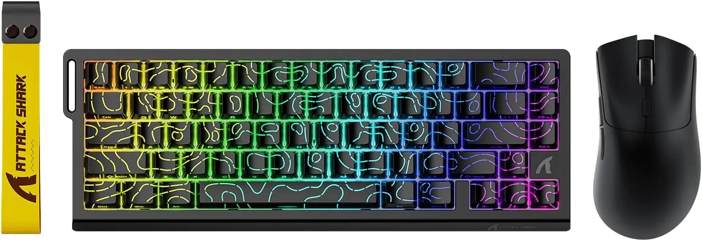 ATTACK SHARK X68 HE Magnetic Keyboard and R1 Mouse Combo 8K Rapid Trigger 66 Keys PAW3311 18000 DPI Gaming Keyboard Mouse Combo