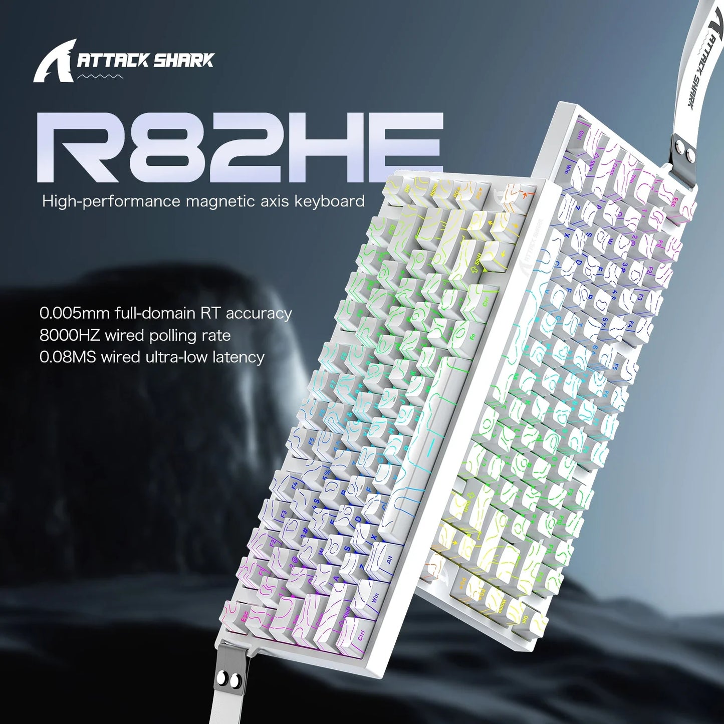 ATTACK SHARK R82 HE Magnetic Gaming Keyboard 8000Hz 0.005mm Rapid Trigger Low Latency RGB Hall Effect Wired 75% Keyboard