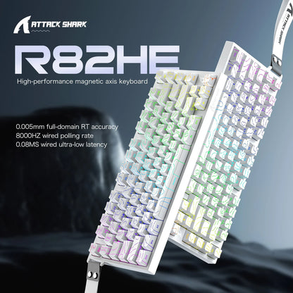 ATTACK SHARK R82 HE Magnetic Gaming Keyboard 8000Hz 0.005mm Rapid Trigger Low Latency RGB Hall Effect Wired 75% Keyboard